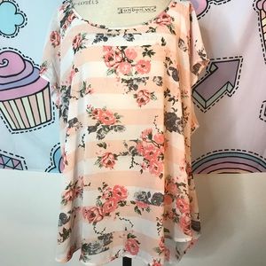 Pink and white, floral sheer shirt! 💕🌸💕